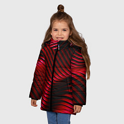 Куртка зимняя для девочки Волны красного металла, цвет: 3D-черный — фото 2