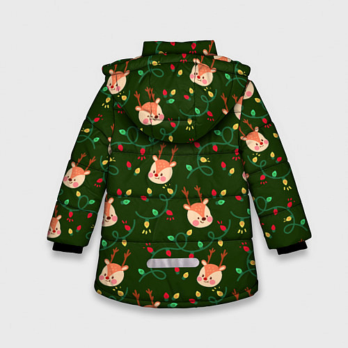 Зимняя куртка для девочки НОВОГОДНИЙ ОЛЕНЬ GREEN / 3D-Светло-серый – фото 2