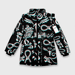 Куртка зимняя для девочки ТОКИЙСКИЕ МСТИТЕЛИ ГЛИТЧ, GLITCH, цвет: 3D-черный