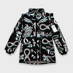 Куртка зимняя для девочки ТОКИЙСКИЕ МСТИТЕЛИ ГЛИТЧ, GLITCH, цвет: 3D-светло-серый