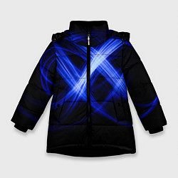 Куртка зимняя для девочки Синяя бесконечность энергии, цвет: 3D-черный