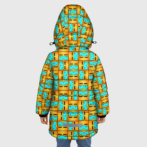 Зимняя куртка для девочки GEOMETRY DASH CLASSIC FACE PATTERN КЛАССИКА / 3D-Черный – фото 4