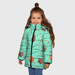 Куртка зимняя для девочки Праздничный принт c позитивными словами на английс, цвет: 3D-красный — фото 2