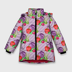 Куртка зимняя для девочки Овощной микс Vegan, цвет: 3D-красный