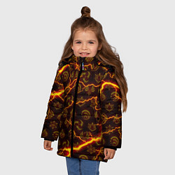 Куртка зимняя для девочки ОГНЕННЫЕ МОЛНИИ ГЕНШИН ИМПАКТ ОГОНЬ, цвет: 3D-черный — фото 2