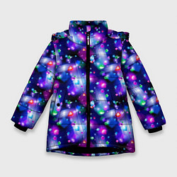 Куртка зимняя для девочки Бриллиантовое Сияние, цвет: 3D-черный