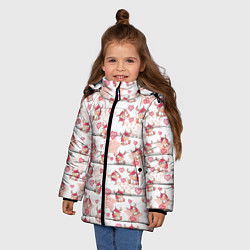 Куртка зимняя для девочки Маленькие единороги паттерн, цвет: 3D-красный — фото 2