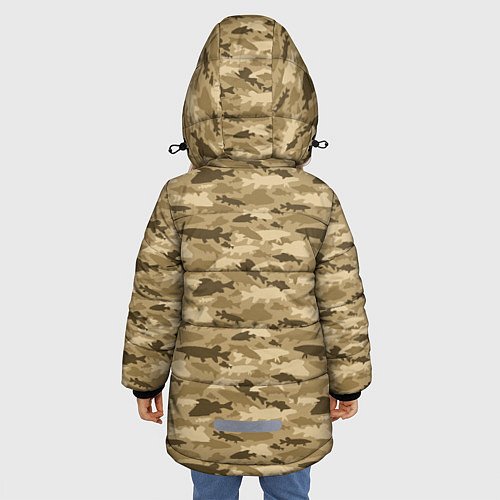 Зимняя куртка для девочки Рыбы камуфляж / 3D-Черный – фото 4