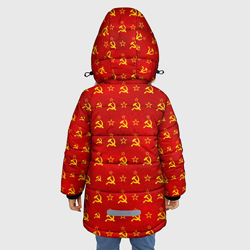 Зимняя куртка для девочки Серп и Молот - СССР / 3D-Черный – фото 4