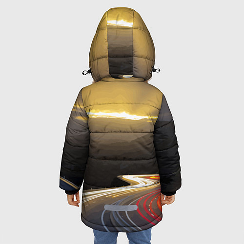 Зимняя куртка для девочки Ночная трасса, Мерседес / 3D-Черный – фото 4