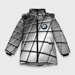 Куртка зимняя для девочки BMW pattern 2022, цвет: 3D-светло-серый