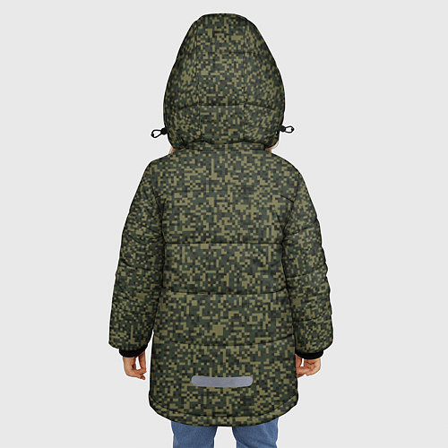 Зимняя куртка для девочки Цифра Флора пиксельный камуфляж / 3D-Черный – фото 4