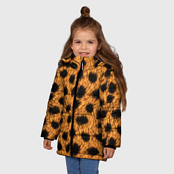 Куртка зимняя для девочки Мех Гепарда Пятна, цвет: 3D-светло-серый — фото 2