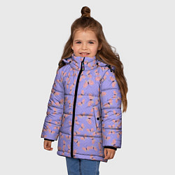 Куртка зимняя для девочки Бабочки паттерн лиловый, цвет: 3D-светло-серый — фото 2