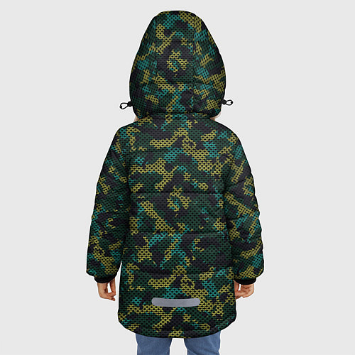 Зимняя куртка для девочки Модный камуфляж с холстовой сеткой / 3D-Черный – фото 4