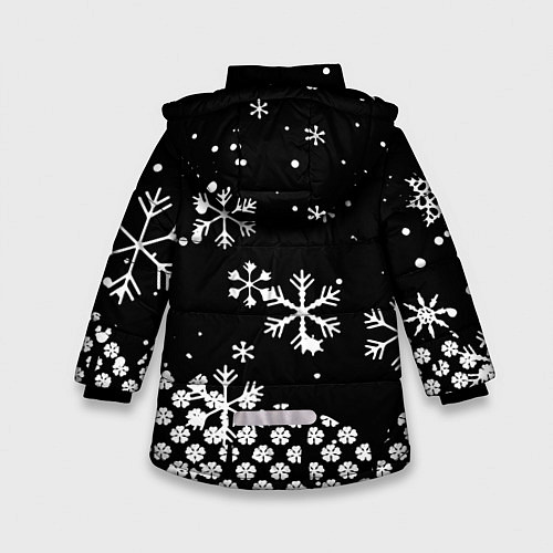 Зимняя куртка для девочки Чёрный клевер снежинки / 3D-Светло-серый – фото 2