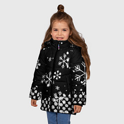 Куртка зимняя для девочки Чёрный клевер снежинки, цвет: 3D-светло-серый — фото 2