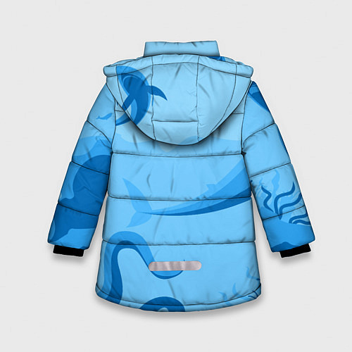 Зимняя куртка для девочки МоРское Дно с Акулами / 3D-Светло-серый – фото 2