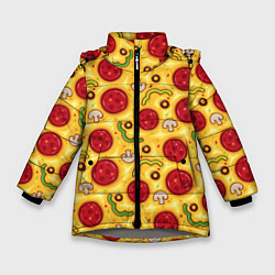 Куртка зимняя для девочки Pizza salami, цвет: 3D-светло-серый