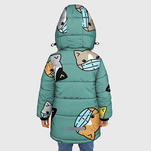 Зимняя куртка для девочки Котейки в масках / 3D-Черный – фото 4