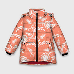 Куртка зимняя для девочки Красочный ЦвеТочный Узор, цвет: 3D-красный