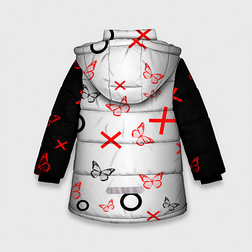 Зимняя куртка для девочки Крестики нолики сердцами / 3D-Светло-серый – фото 2