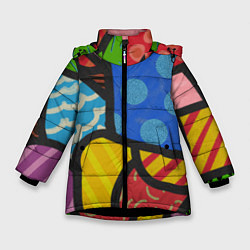 Куртка зимняя для девочки В стиле ромеро бритто, цвет: 3D-черный