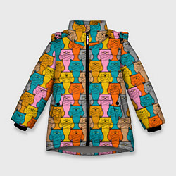 Куртка зимняя для девочки Сердитый Кот мем, цвет: 3D-светло-серый