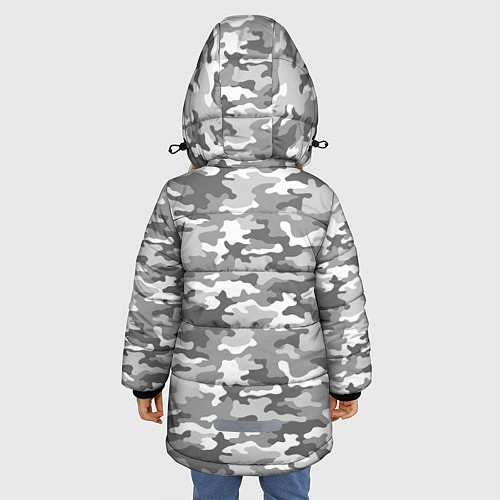 Зимняя куртка для девочки Серый Военный Камуфляж / 3D-Черный – фото 4