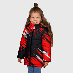 Куртка зимняя для девочки БЕЛО-КРАСНАЯ КРАСКА, цвет: 3D-красный — фото 2