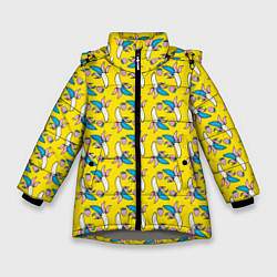 Куртка зимняя для девочки Летний узор Забавные бананчики, цвет: 3D-светло-серый