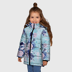 Куртка зимняя для девочки Японские драконы узор, цвет: 3D-черный — фото 2