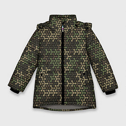 Куртка зимняя для девочки Абстрактный Охотничий Камуфляж, цвет: 3D-светло-серый