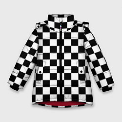 Куртка зимняя для девочки Chess Squares Cubes, цвет: 3D-красный