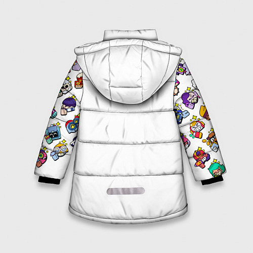Зимняя куртка для девочки Особые редкие значки Бравл Пины Бравл Старс Brawl / 3D-Светло-серый – фото 2
