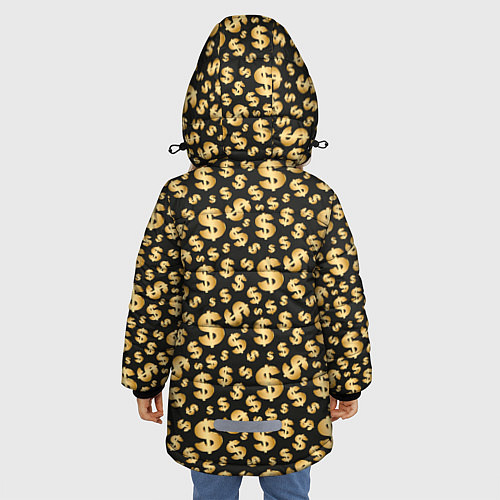 Зимняя куртка для девочки Знак Доллара / 3D-Черный – фото 4
