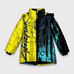 Куртка зимняя для девочки CYBERPUNK 2077 Логотип, цвет: 3D-черный