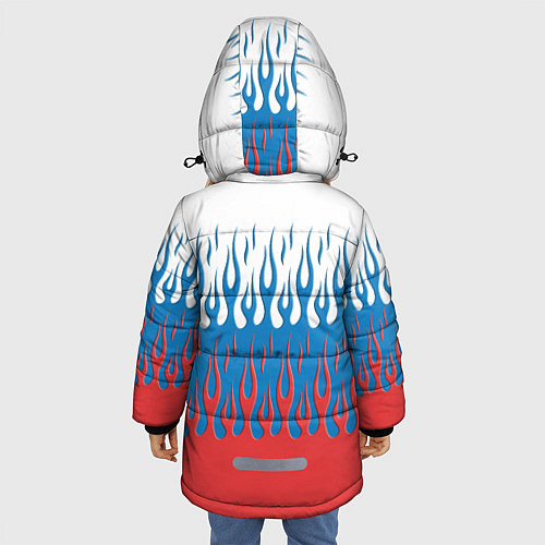 Зимняя куртка для девочки Флаг России пламя / 3D-Красный – фото 4