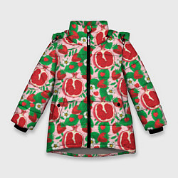Зимняя куртка для девочки Гранат фрукт паттерн