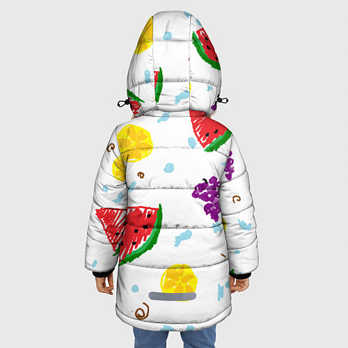 Зимняя куртка для девочки Пиксельные фрукты / 3D-Черный – фото 4
