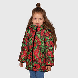 Куртка зимняя для девочки Букет алых роз, цвет: 3D-красный — фото 2
