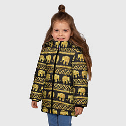 Куртка зимняя для девочки Золотые слоны, цвет: 3D-черный — фото 2