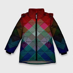 Куртка зимняя для девочки Геометрический современный узор, цвет: 3D-светло-серый