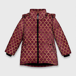 Куртка зимняя для девочки Gold & Red pattern, цвет: 3D-черный