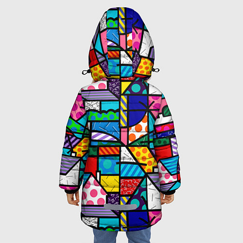 Зимняя куртка для девочки Ромеро Бритто красочный узор / 3D-Черный – фото 4