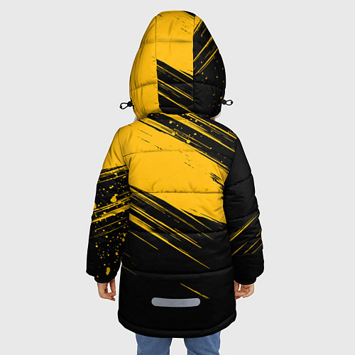 Зимняя куртка для девочки Black and yellow grunge / 3D-Красный – фото 4