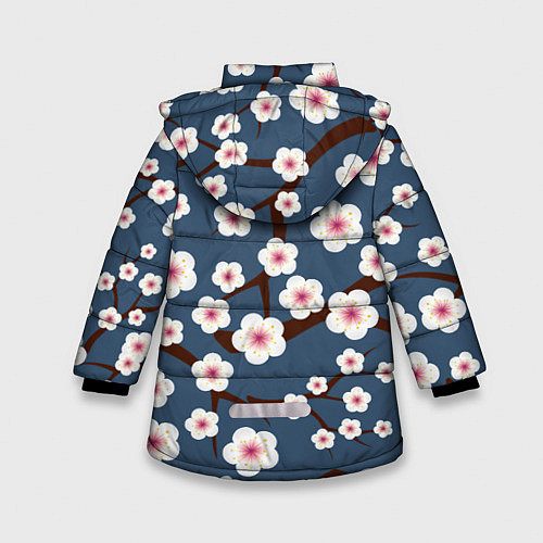 Зимняя куртка для девочки Цветущее дерево / 3D-Светло-серый – фото 2