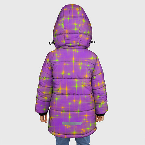 Зимняя куртка для девочки Космос, лиловое звёздное небо / 3D-Черный – фото 4