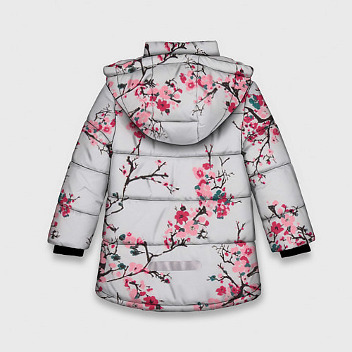 Зимняя куртка для девочки Цветущие ветви / 3D-Светло-серый – фото 2