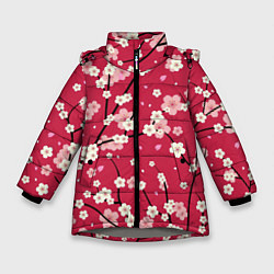 Зимняя куртка для девочки Цветы на ветках